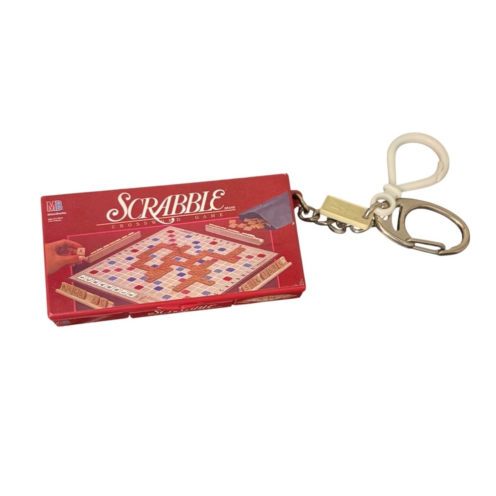 Vintage 1999 Scrabble Miniature Board Game Keychain | Basic Fun Hasbro | Retro